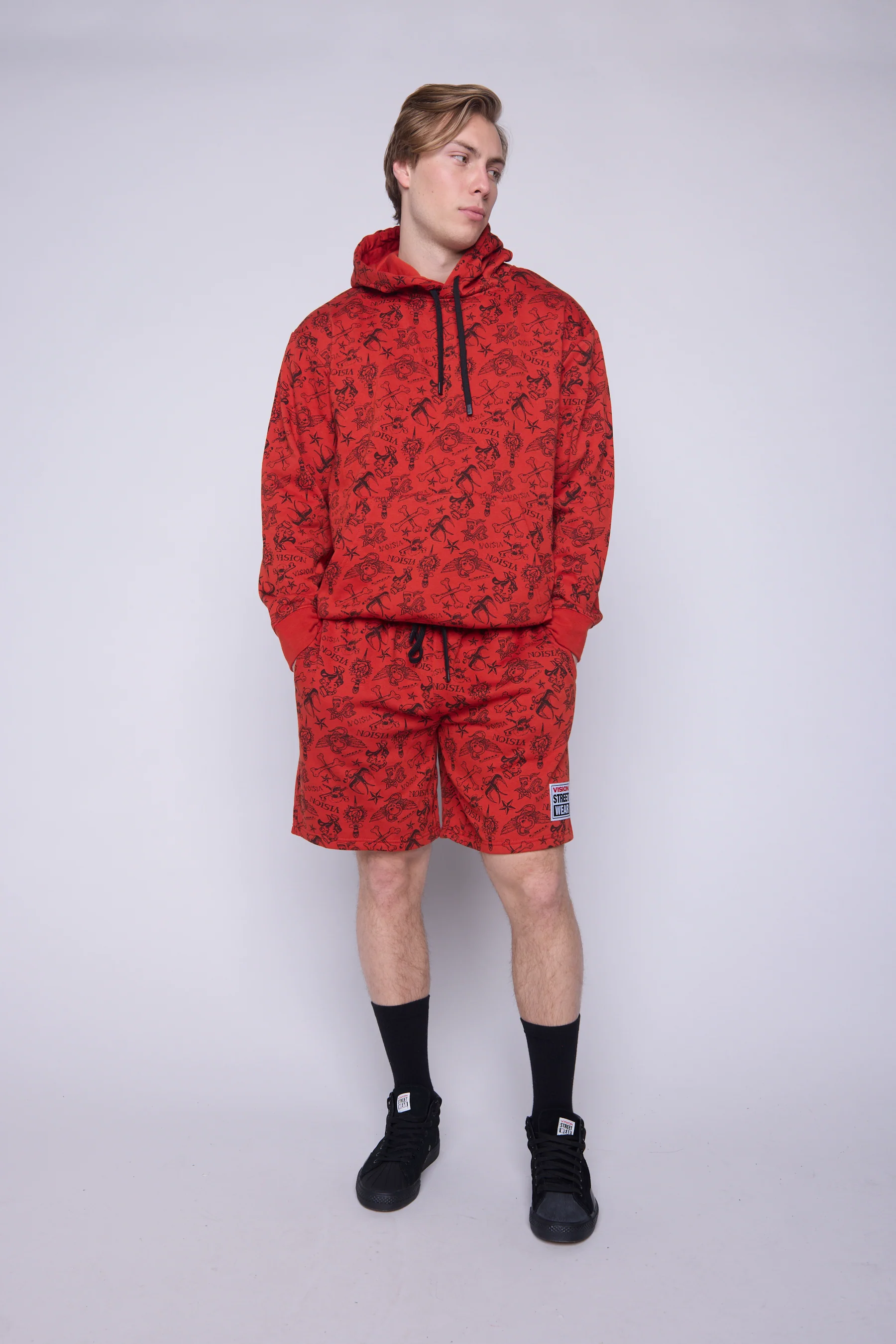 Aop Tattoo Shorts - Red - Image 3